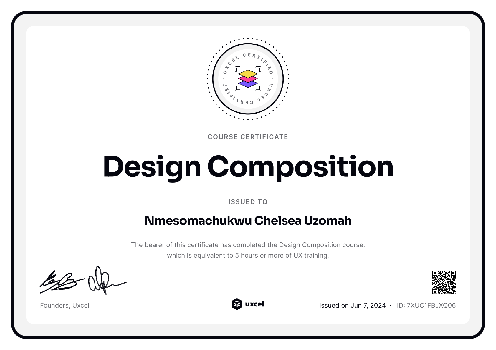 Nmesoma C. Uzomah's certificate